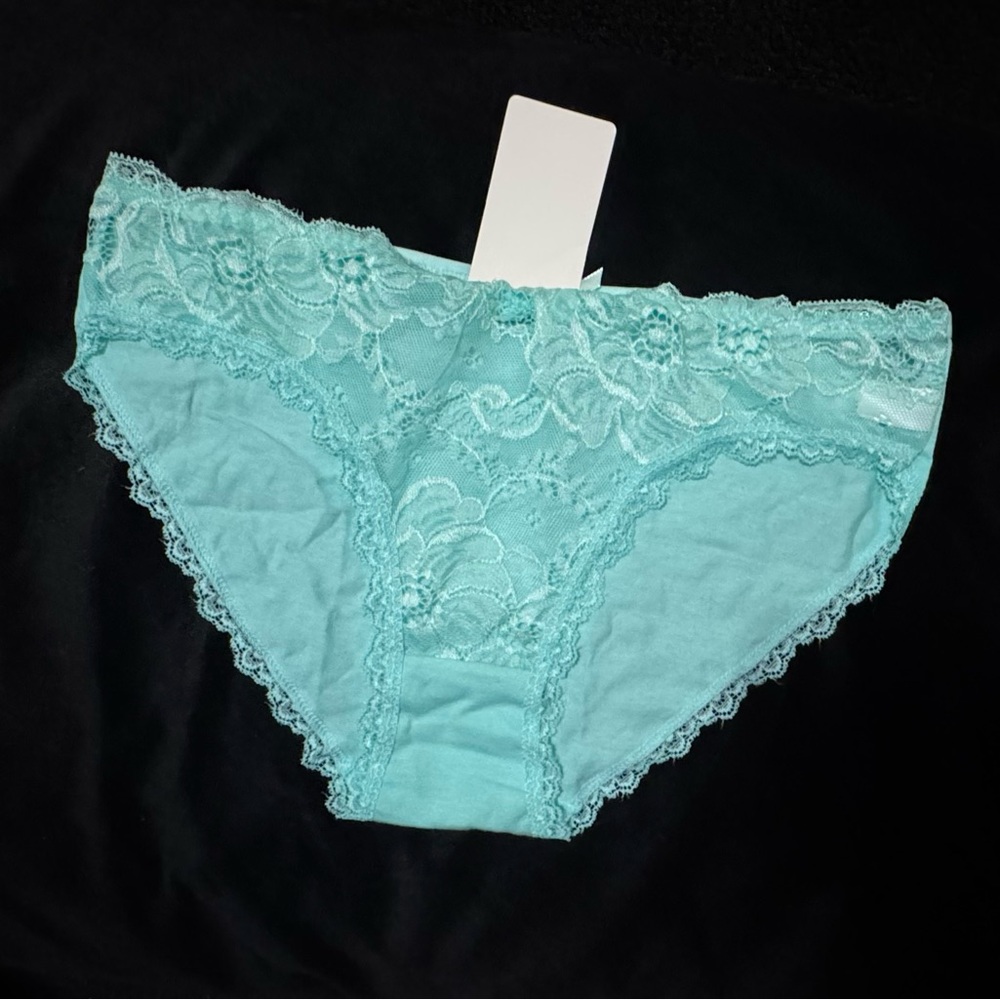 Lace Trim Light Blue Panties
